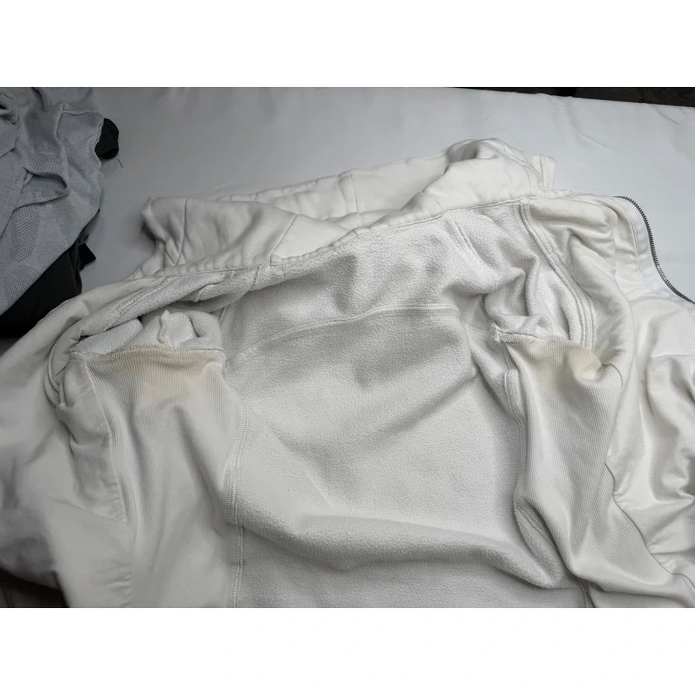 Lululemon Scuba Full Zip Hoodie Bone Size 8 Thumbholes Cotton Terry